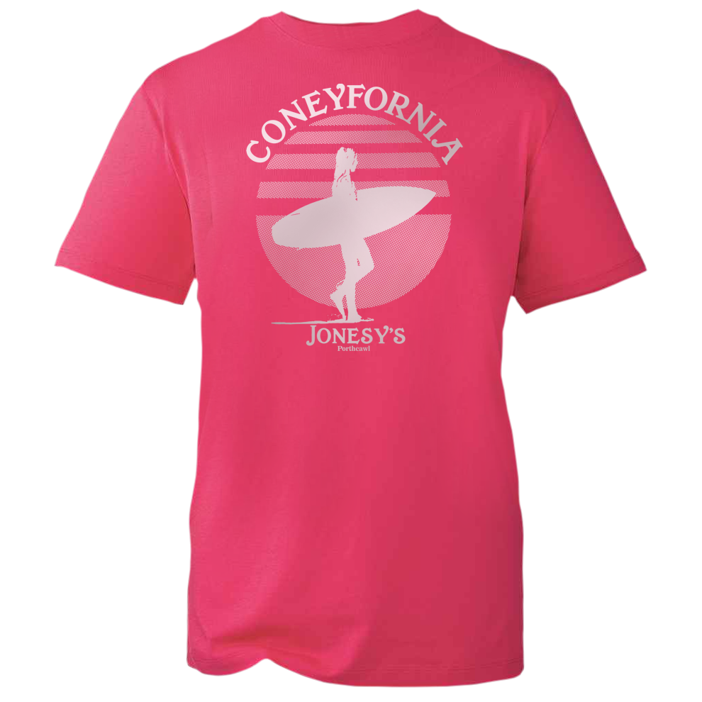 Organic White Coneyfornia Hot Pink T-Shirt